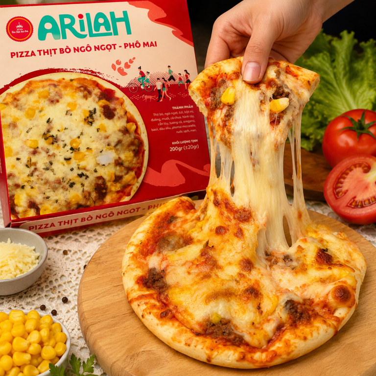 B&aacute;nh Pizza thịt B&ograve; ng&ocirc; ngọt ph&ocirc; mai ARILAH 220g