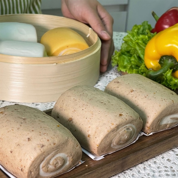 Bánh bao chay lúa mì nguyên cám ARILAH 60g (6 cái/ Gói) - Image 2